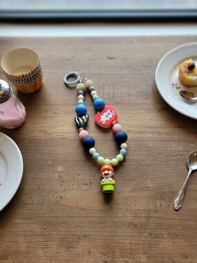 Kawaii Beaded Cell Phone Charm Strap - Handmade Super Mario